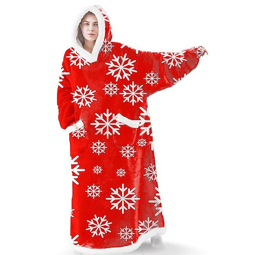 

Christmas Wearable Blanket Sweatshirt for Women and Men, Super Warm and Cozy Giant Blanket Hoodie, Thick Flannel Blanket with Sleeves and Giant Pocket