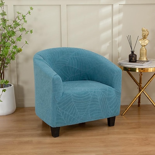 

Leaf Jacquard Sofa Cover All-Inclusive Semi-Circular Cafe Chair Cover Internet Cafe Hotel Sofa Cover Solid Color