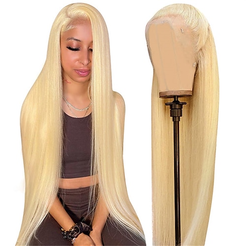 

613 Blonde Long Human Hair Lace Front Wigs Hd Transparent Straight Frontal Wigs