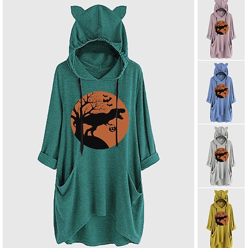 

Cartoon Dinosaur Print Hoodie T-shirt Hoodie For Women's