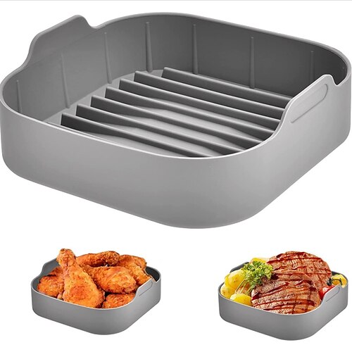 

Square Air Fryers Oven Baking Tray AirFryer Silicone Pot Replacemen Grill Pan Accessories Bread Fried Chicken Pizza Basket Mat