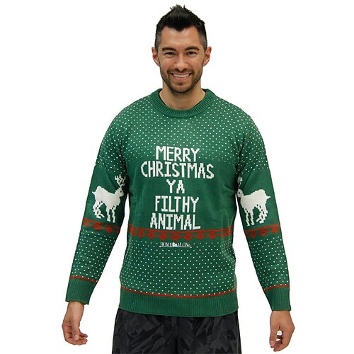 

Men's Pullover Sweater jumper Ribbed Knit Cropped Knitted Letter Crew Neck Basic Stylish Outdoor Christmas Clothing Apparel Fall Winter Green S M L / Cotton / Long Sleeve / Long Sleeve / Weekend
