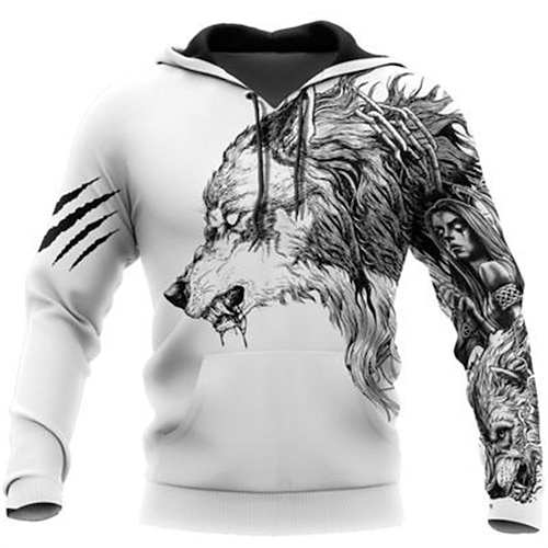 

Hombre Unisexo Sudadera Con Capucha Blanco Con Capucha Estampado animal Estampados Estampado Diario Deportes Impresión 3D Ropa de calle Design Casual Primavera Otoño Ropa Sudaderas con capucha