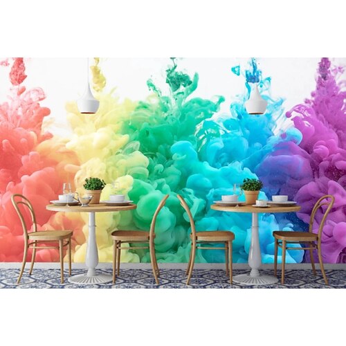 

3D Mural Wallpaper Colorful Smoke Wall Sticker Covering Print Peel and Stick Removable PVC/Vinyl Material Self Adhesive/Adhesive Required Wall Decor Wall Mural for Living Room Bedroom