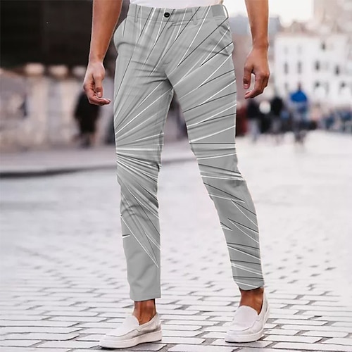 

Men's Chinos Trousers Pencil Pants Jogger Pants Pocket 3D Print Graphic Prints Geometry Comfort Soft Office Business Basic Fashion Blue Gray / Spring