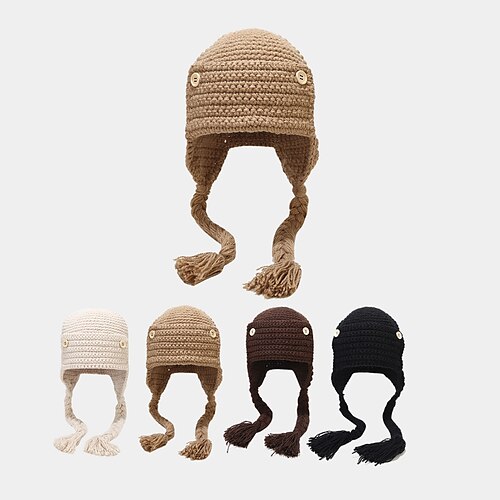 

Autumn Winter Women Girls Warm Handmade Knit Hat Outdoor Ear Simple Protection Hat