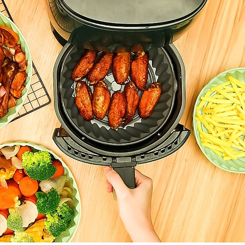 

2 Pack Air Fryer Silicone Pot, Food Safe Nonstick Air Fryer Silicone, Heat Resistant, Easy Clean, Reusable Replacement Flammable Parchment Liner, Suitable for Fryer, Oven, Microwave