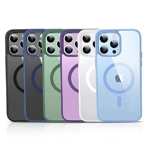 

Phone Case For Apple Back Cover Classic Series iPhone 14 Pro Max Support Wireless Charging Compatible with MagSafe Shockproof Solid Colored TPU PC