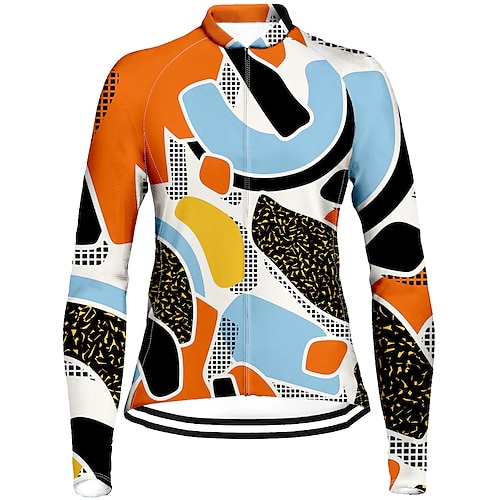 

21Grams Women's Cycling Jersey Long Sleeve Bike Jersey Top with 3 Rear Pockets Mountain Bike MTB Road Bike Cycling Breathable Quick Dry Moisture Wicking Reflective Strips Blue Graphic Spandex Sports