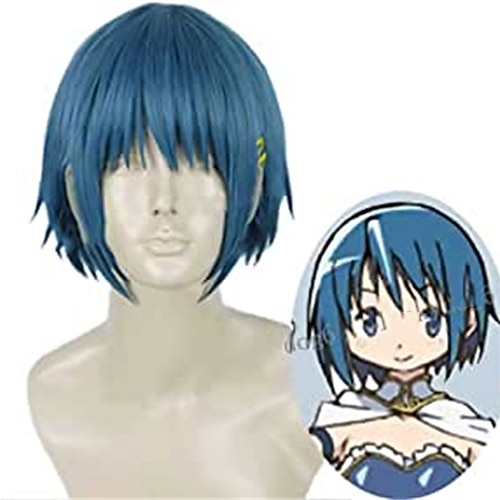 

Anime Cosplay WigPuella Magi Madoka Magica Miki Sayaka Wigblue short Wigwith Free Wig Capfor Christmas Carnival party Cosplay Wig