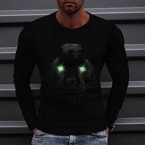 

Men's T shirt Tee Tee Graphic Round Neck Green White Blue Purple Yellow Long Sleeve 3D Print Casual Daily Print Tops Fashion Designer Comfortable Big and Tall