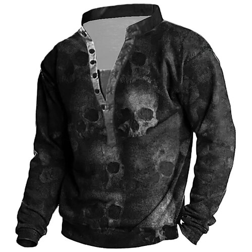 

Herren Unisex Sweatshirt Pullover Zur Seite fahren Kapuzenpullover mit Knöpfen Grün Blau Purpur Dunkelgray Braun Stehkragen Totenkopf Motiv Grafik-Drucke Bedruckt Casual Täglich Sport 3D-Druck