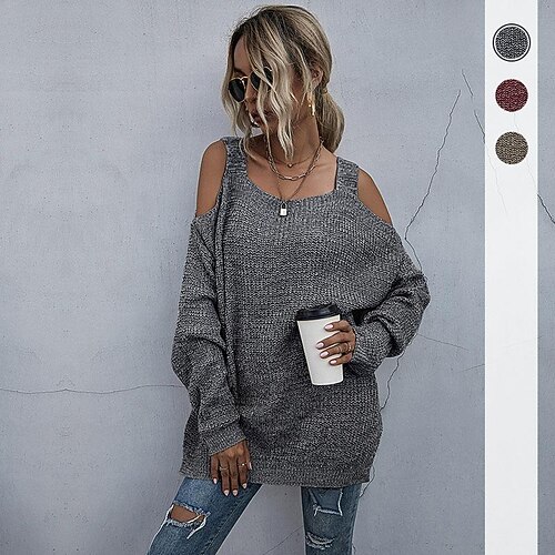 

autumn solid color knitted square neck strapless bottoming sweater women's long-sleeved autumn women's clothing explosion