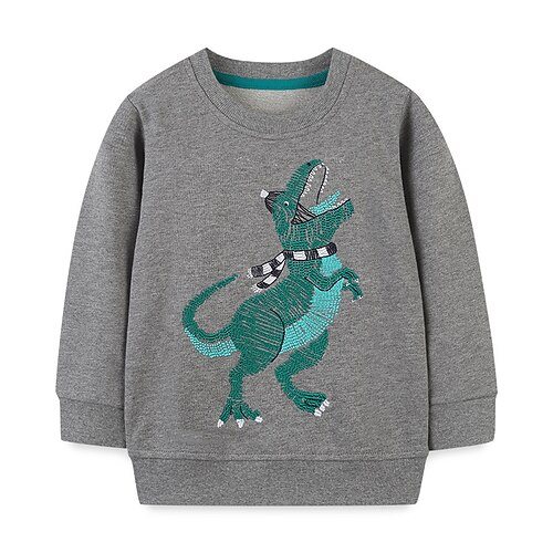 

Kids Boys Sweatshirt Animal School Long Sleeve Active 2-8 Years Winter Gray