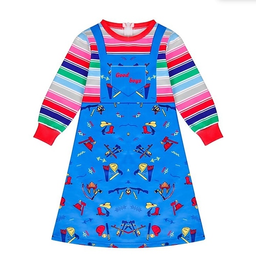 

Mädchen' A Linie Kleid Langarm Karikatur 3D-gedruckte Grafik Kleider Prinzessin Schön Knielang Polyester Kleid Herbst Winter kinderkleidung Leistung Halloween Regular Fit