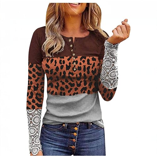 

Women's Blouse Print Fashion V Neck Standard Spring & Fall White