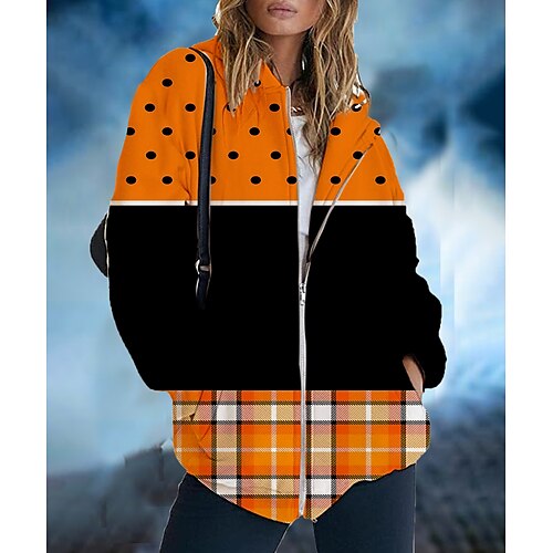 

Women's Pullover Hoodie Sweatshirt Halloween Hot Stamping Halloween Clothing Apparel Hoodies Sweatshirts Yellow Orange