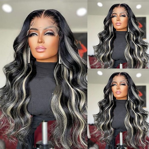 

Unprocessed Virgin Hair 13x4 Lace Front Wig Layered Haircut Brazilian Hair Wavy Multi-color Wig 130% 150% Density with Baby Hair Highlighted / Balayage Hair Natural Hairline 100% Virgin Pre-Plucked