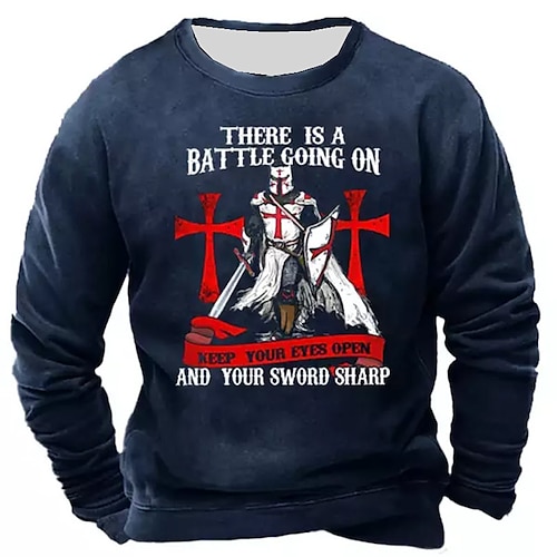 

Men's Unisex Sweatshirt Pullover Graphic Prints Print Daily Sports Holiday 3D Print Streetwear Designer Casual Clothing Apparel Knight Hoodies Sweatshirts Long Sleeve Navy Blue