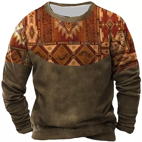 

Men's Unisex Sweatshirt Pullover Brown Crew Neck Graphic Prints Print Daily Sports Holiday 3D Print Boho Streetwear Designer Spring & Fall Clothing Apparel Hoodies Sweatshirts Long Sleeve