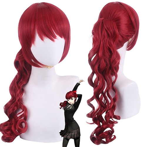 

Lord Shengda Persona 5 the Royal P5r Fang Zexia Cos Wig Red Slightly Curly Long Hair