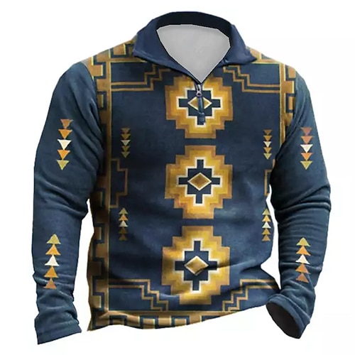 

Men's Unisex Zip Up Sweatshirt Pullover Tribal Graphic Prints Zipper Print Daily Sports 3D Print Boho Designer Casual Clothing Apparel Hoodies Sweatshirts Long Sleeve Green Blue