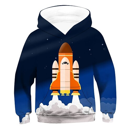 

Kids Boys Hoodie Graphic Outdoor 3D Print Long Sleeve Pocket Fashion 3-12 Years Winter Blue