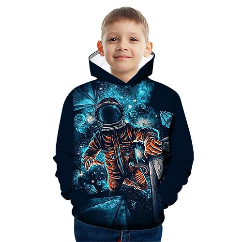 

Kids Boys Hoodie Graphic Outdoor 3D Print Long Sleeve Pocket Fashion 3-12 Years Winter Navy Blue