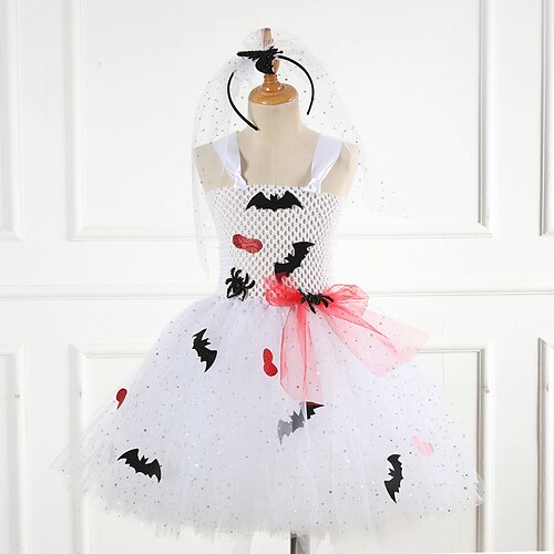 

More Costumes Outfits Girls' Movie Cosplay Halloween White Dress Headwear Day of the Dead Cotton
