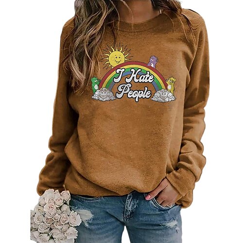 

Carney Carney Cross-Border European And American Cross-Border Women's Sweater Amazon Cross-Border Rainbow Print Round Neck Long-Sleeved Sweater