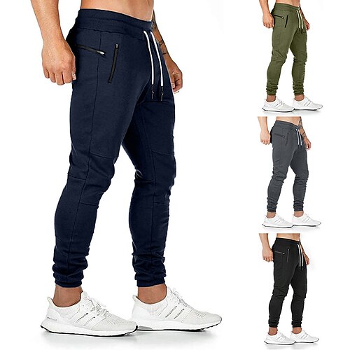 

Herre Jogger Bukser Casual bukser Snørelukning Elastisk Talje Helfarve Komfort Åndbart Afslappet Daglig Streetwear Bomuldsblanding Sport Mode Sort Navyblå Mikroelastisk