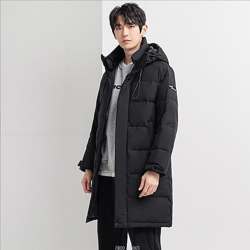 

Men's Puffer Jacket Quilted Jacket Parka Warm Work Daily Wear Pure Color Outerwear Clothing Apparel Casual Casual Daily Black White
