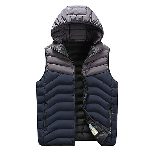 

Men's Down Vest Puffer Vest Windproof Warm Street Daily Holiday Color Block Outerwear Clothing Apparel Classic & Timeless Casual Daily Celadon Black Dusty Blue