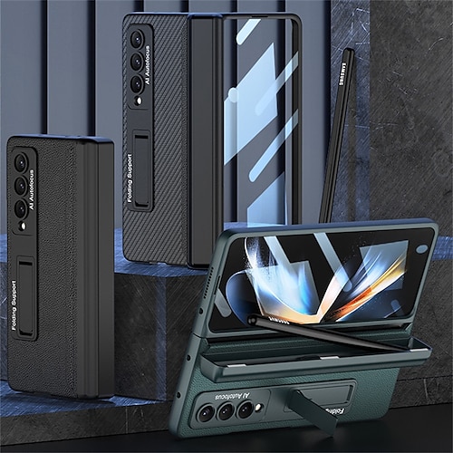 

Phone Case For Samsung Galaxy Flip Z Fold 4 Pencil Holder with Stand Magnetic Solid Colored TPU