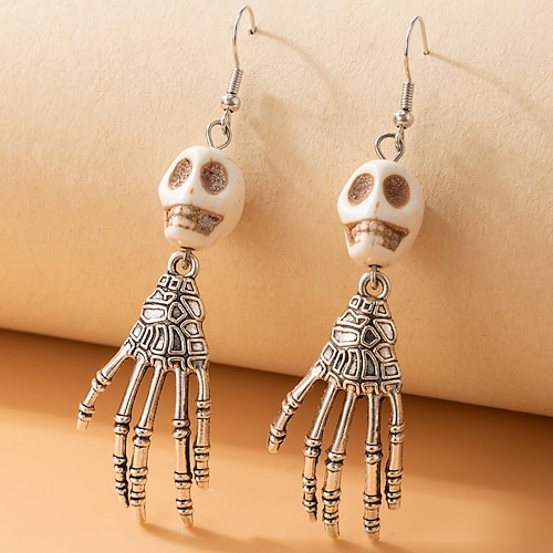 

Exaggerated alternative earrings Halloween skull ear hooks Personalized spray paint bow earrings