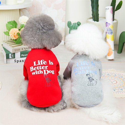 

Dog Cat Sweatshirt Solid Colored Quotes & Sayings Cute Sweet Dailywear Casual Daily Winter Dog Clothes Puppy Clothes Dog Outfits Soft Grey Red Costume for Girl and Boy Dog Plush Cotton S M L XL 2XL