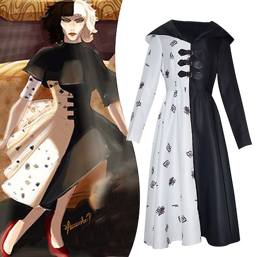 

Inspired by 101 Dalmatians Cruella De Vil Dress Coat Outerwear Anime Coat For Women's Adults' 3D Print Terylene Halloween Daily