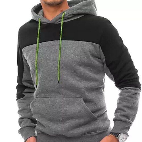 

Men's Pullover Hoodie Sweatshirt Pullover Hooded Solid Color Patchwork Pocket Sports Outdoor Daily Sports Basic Streetwear Cool Clothing Apparel Hoodies Sweatshirts Long Sleeve Gray / Spring