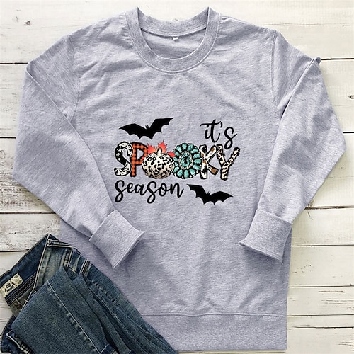 

Women's Plus Size Tops Pullover Sweatshirt Hoodie Sweatshirt Letter Pumpkin Print Long Sleeve Crewneck Streetwear Casual Festival Halloween Vacation Polyester Fall Winter Green Pink