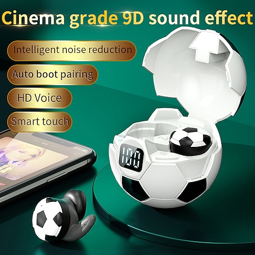 

World Cup Qatar 2022 Football Bluetooth 5.1 Headphones Sphere Sports Wireless Earbuds HIFI Touch Earphones with Charging Box Digital Display IPX7