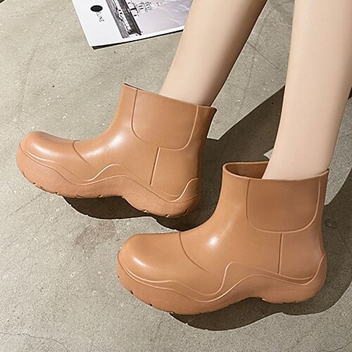 

Mulheres Botas de Chuva Ao ar livre Botas Botas Tornozelo Calcanhar Heterotípico Ponta Redonda Doce PVC Mocassim Cor Sólida Preto Rosa Verde