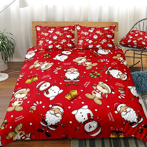 

Christmas Decoration Duvet Cover Set Hotel Bedding Sets Comforter Cover 3 Pcs, Include 1 Duvet Cover, 2 Pillowcases for Double/Queen/King(1 Pillowcase for Twin/Single)