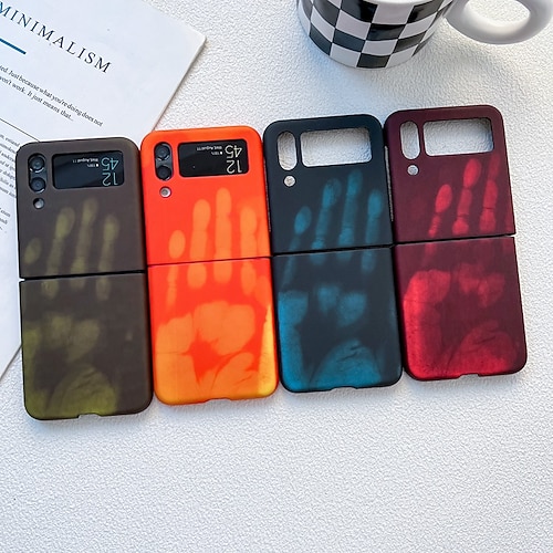 

Phone Case For Apple Flip Z Flip 4 Z Flip 3 Flip Shockproof Solid Colored PC PU Leather