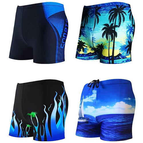 

Men's Swim Shorts Athletic Swimwear Bathing Suit Bottoms Swimming Surfing Racing Painting Swimwear Breathable Quick Dry Lightweight Polyester Beach Wear