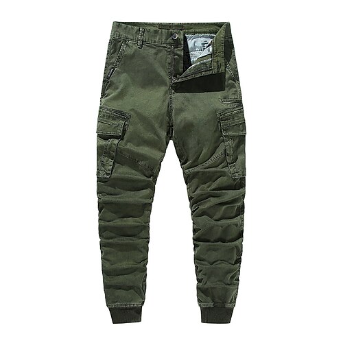 

Men's Cargo Pants Trousers Work Pants Multi Pocket Solid Color Comfort Breathable Casual Daily Going out Cotton Blend Sports Stylish ArmyGreen turmeric Micro-elastic