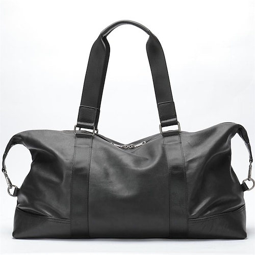 

Men's Top Handle Bag Handbag Nappa Leather Cowhide Zipper Solid Color Daily Outdoor Black