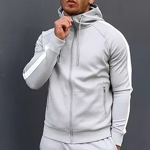 

Men's Full Zip Hoodie Jacket Hooded Solid Color Zipper Pocket Daily Sports Holiday non-printing Sportswear Casual Hoodies Sweatshirts Long Sleeve Black Blue / Winter / Fall / Winter