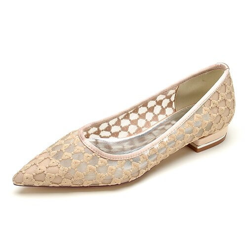 

Women's Wedding Shoes Wedding Party Daily Wedding Flats Bridal Shoes Bridesmaid Shoes Summer Flat Heel Pointed Toe Elegant Sweet Knit Loafer Embroidered Black Champagne Ivory