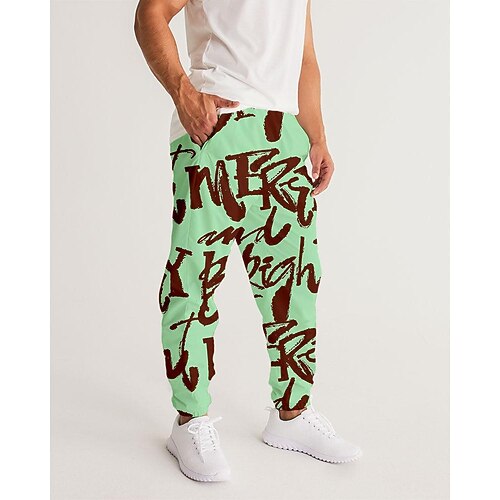 

Men's Sweatpants Joggers Trousers Drawstring Side Pockets Elastic Waist Graphic Prints Comfort Breathable Sports Outdoor Casual Daily Streetwear Designer Green Gray Micro-elastic / Elasticity