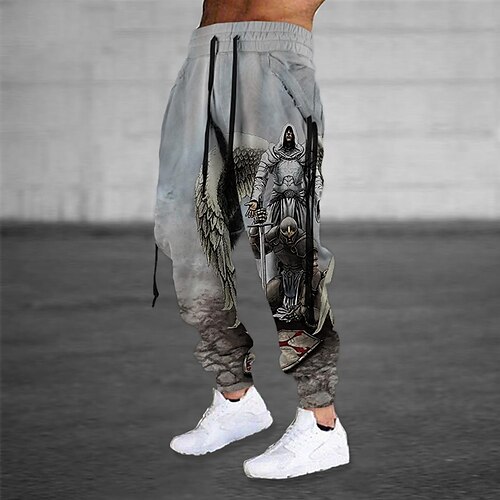 

Men's Sweatpants Joggers Trousers Drawstring Elastic Waist Ribbon Graphic Prints Comfort Breathable Sports Outdoor Casual Daily Cotton Blend Terry Streetwear Designer Gray Micro-elastic / Elasticity